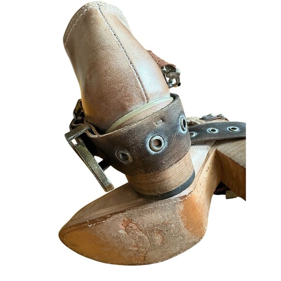 Freebird By Steven SALOON Taupe Tan Leather Western Belted Boots Womens Size 8 - Picture 13 of 16